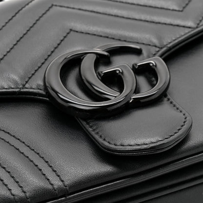 Gucci Calfskin Matelasse Monochrome GG Marmont Crossbody Shoulder Bag Black 14 of 15