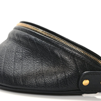 Balenciaga Shiny Goatskin Allover Logo Embossed XXS Souvenir Belt Bag Black 9 of 10