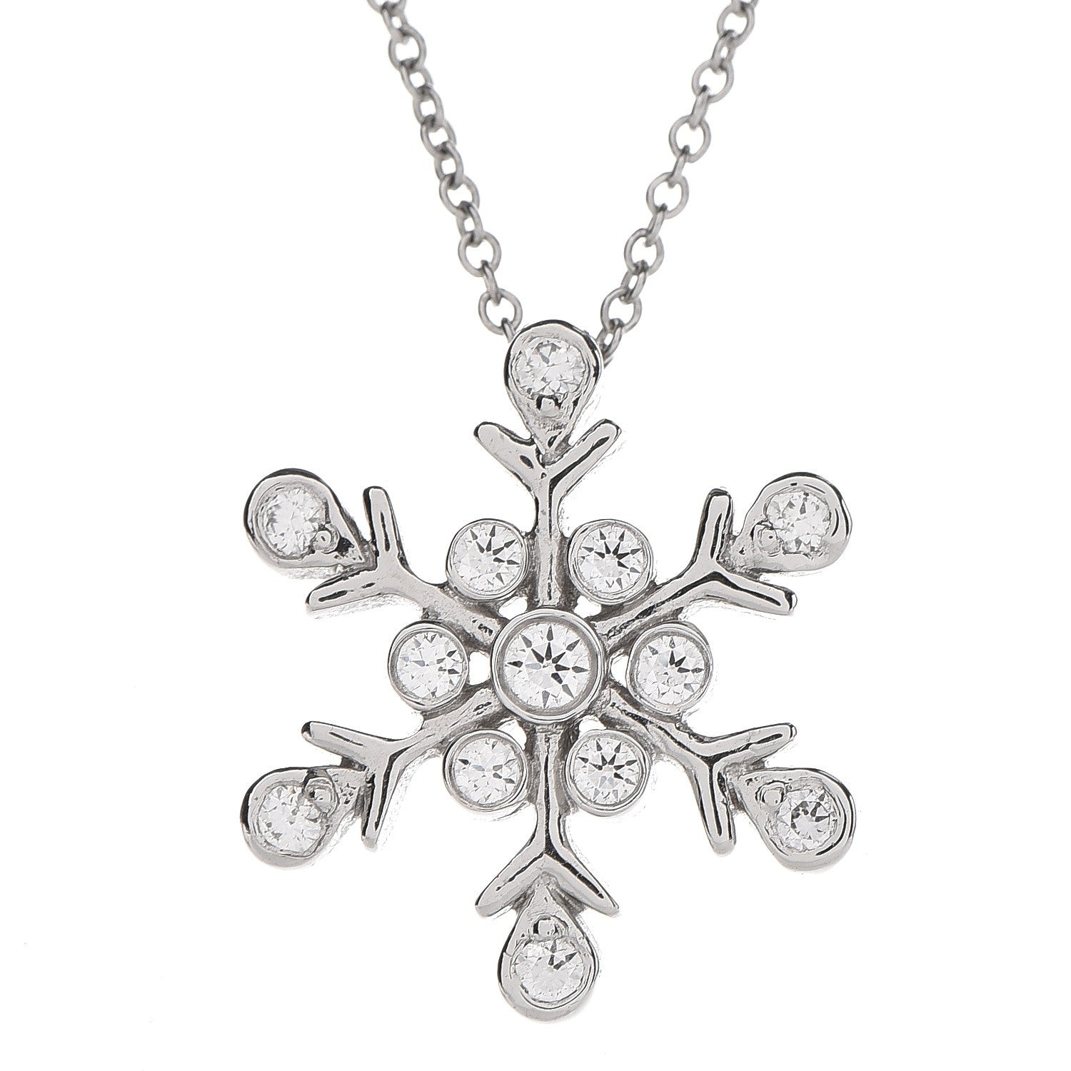 Tiffany Platinum Diamond Snowflake Pendant Necklace 4 of 7