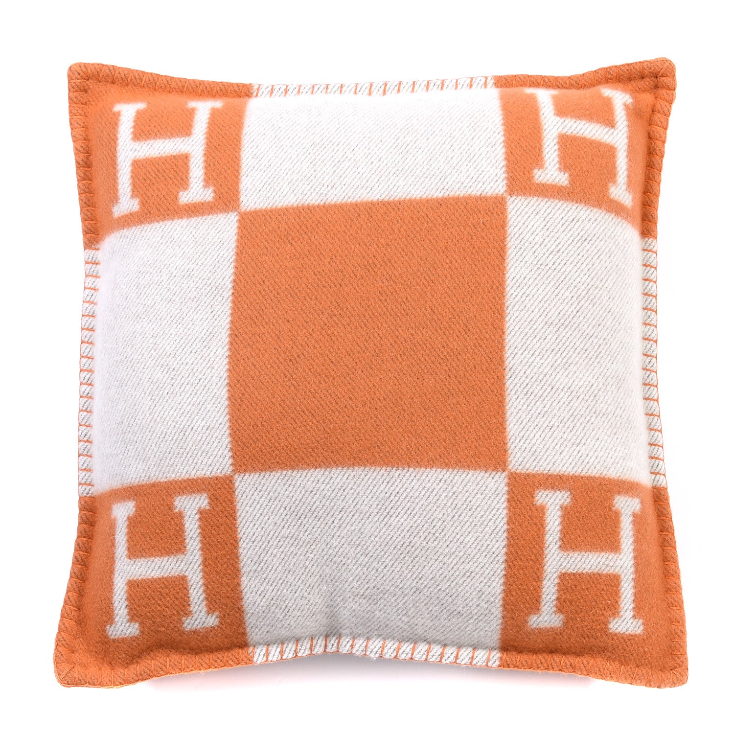 Hermes Wool Cashmere Avalon Pillow PM Ecru Potiron 1 of 3