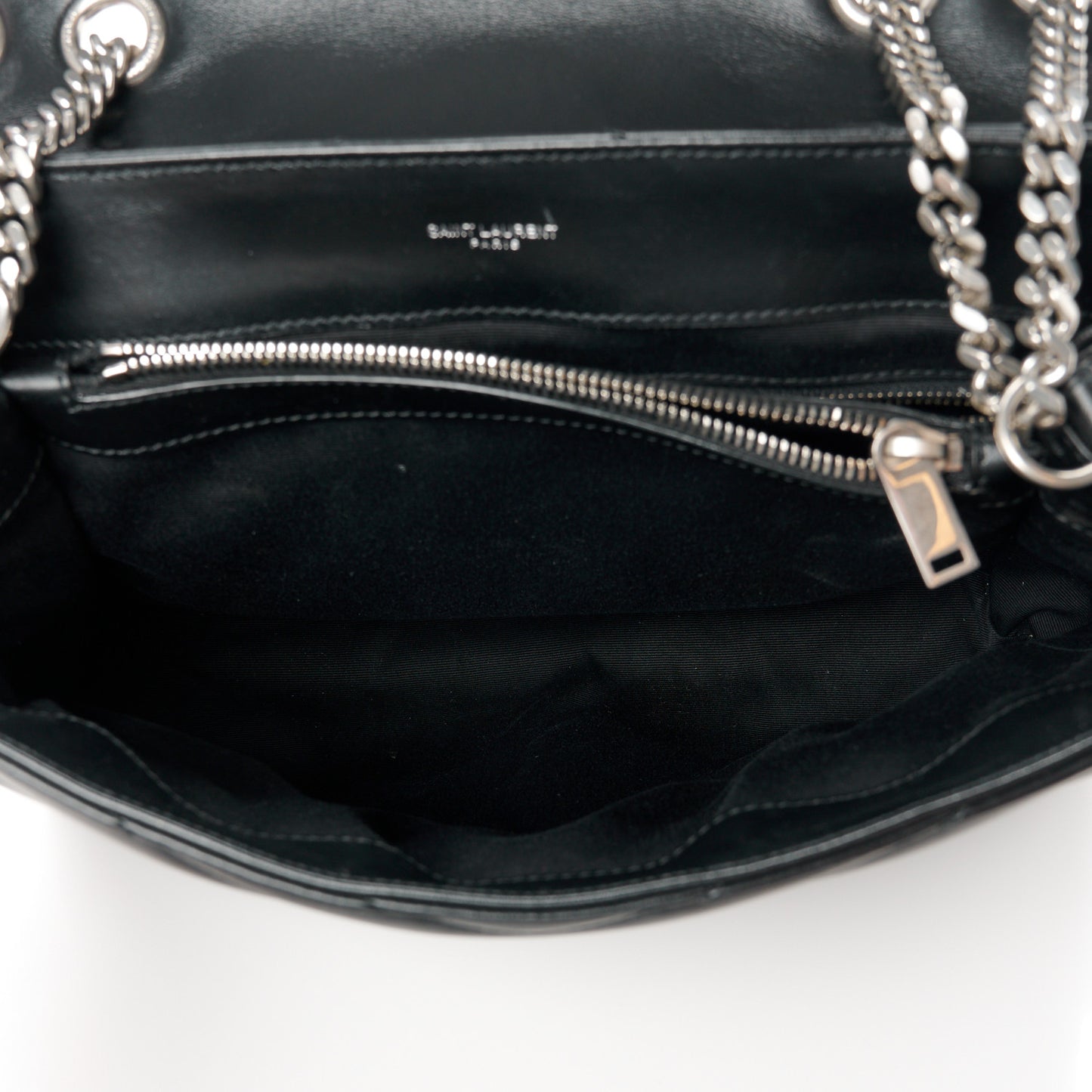 Calfskin Y Quilted Monogram Medium Loulou Chain Satchel Black