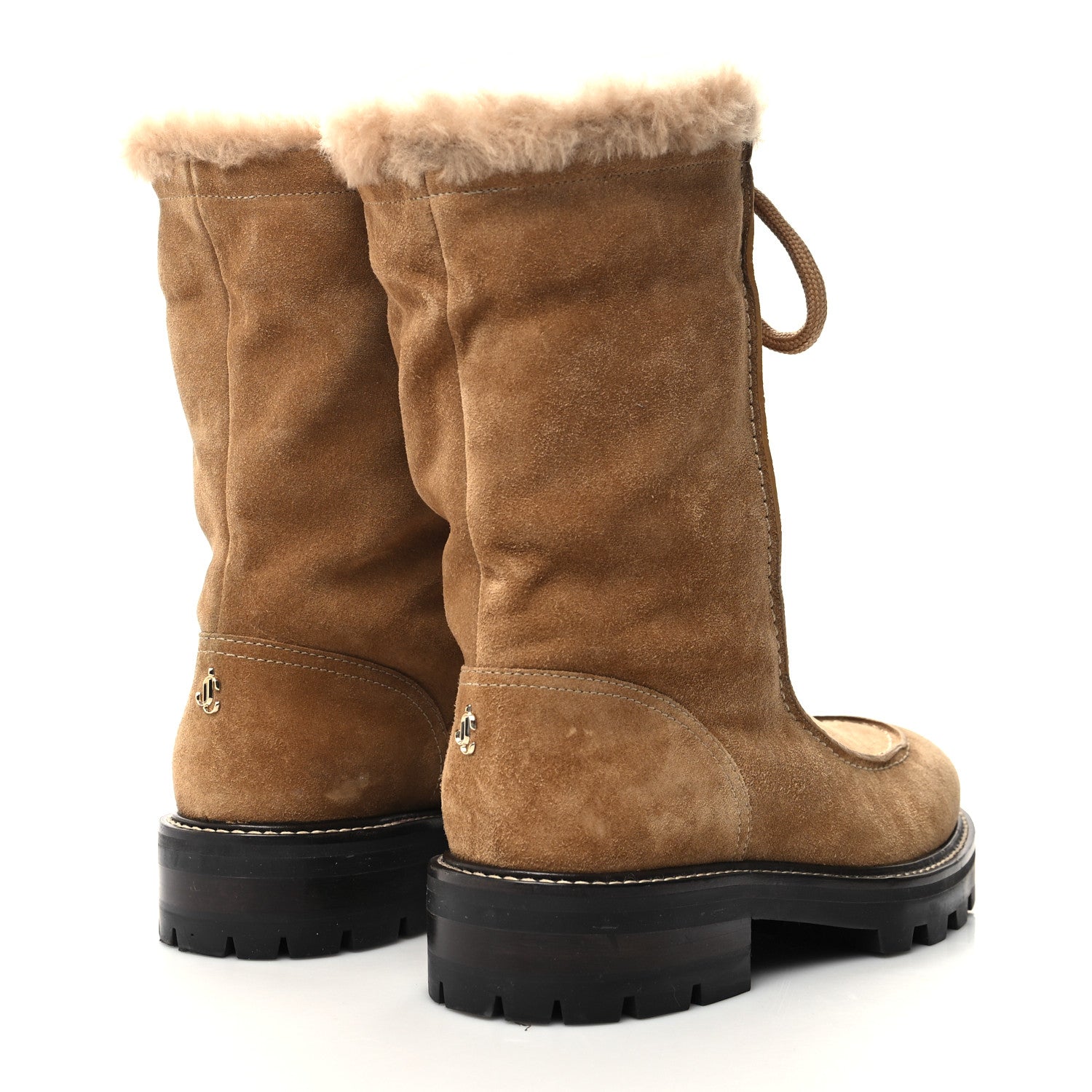 Jimmy Choo Suede Shearling Buffy Boots 39 Honey 4 of 7
