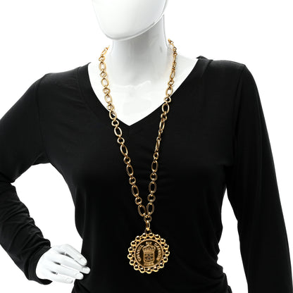 Chanel Metal CC Rue Cambon Medallion Chain Necklace Gold 2 of 4