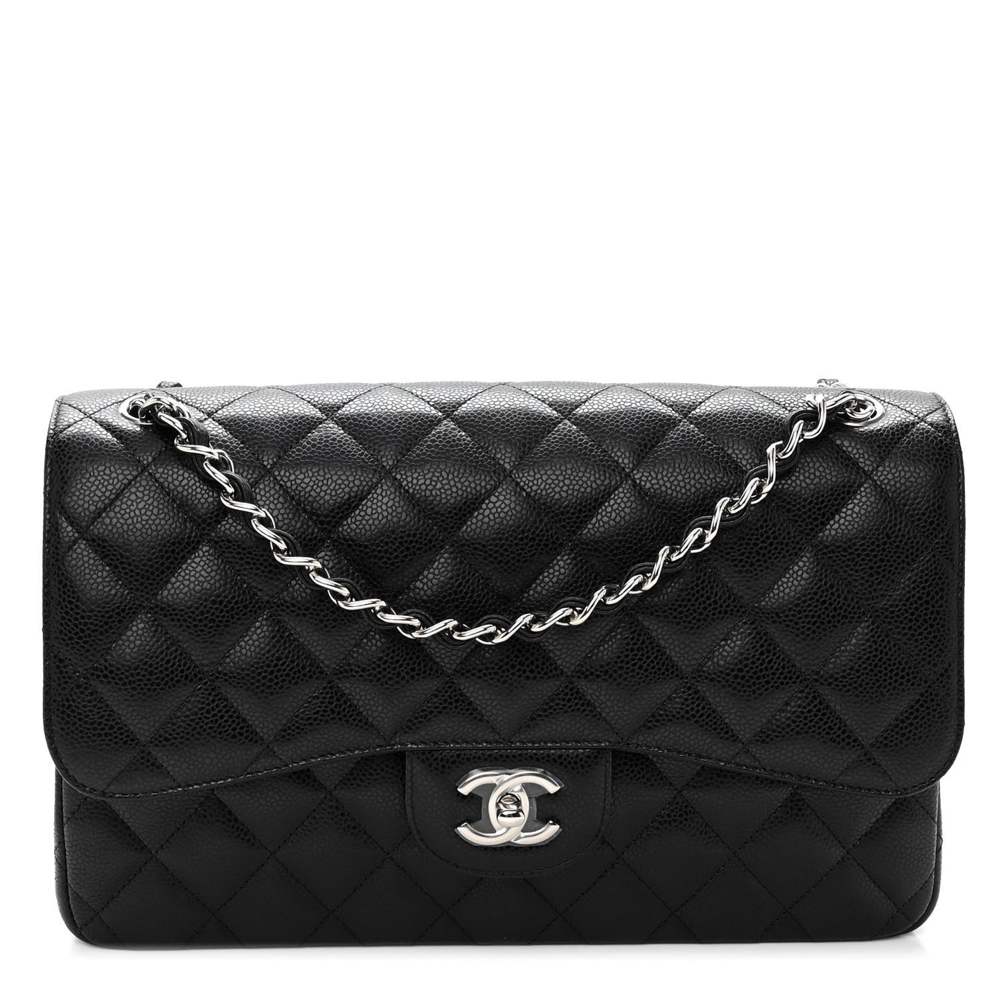 Caviar Quilted Jumbo Double Flap Black