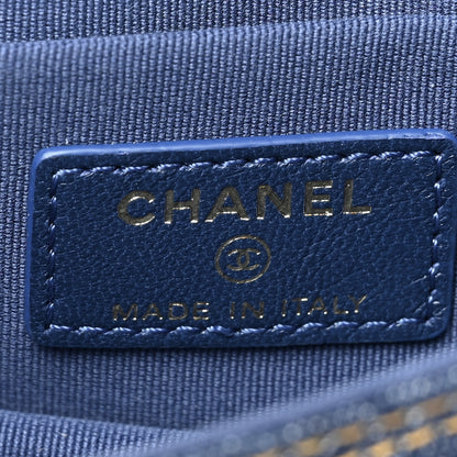 Chanel Denim Quilted Double You Card Holder On Chain Blue 6 of 10