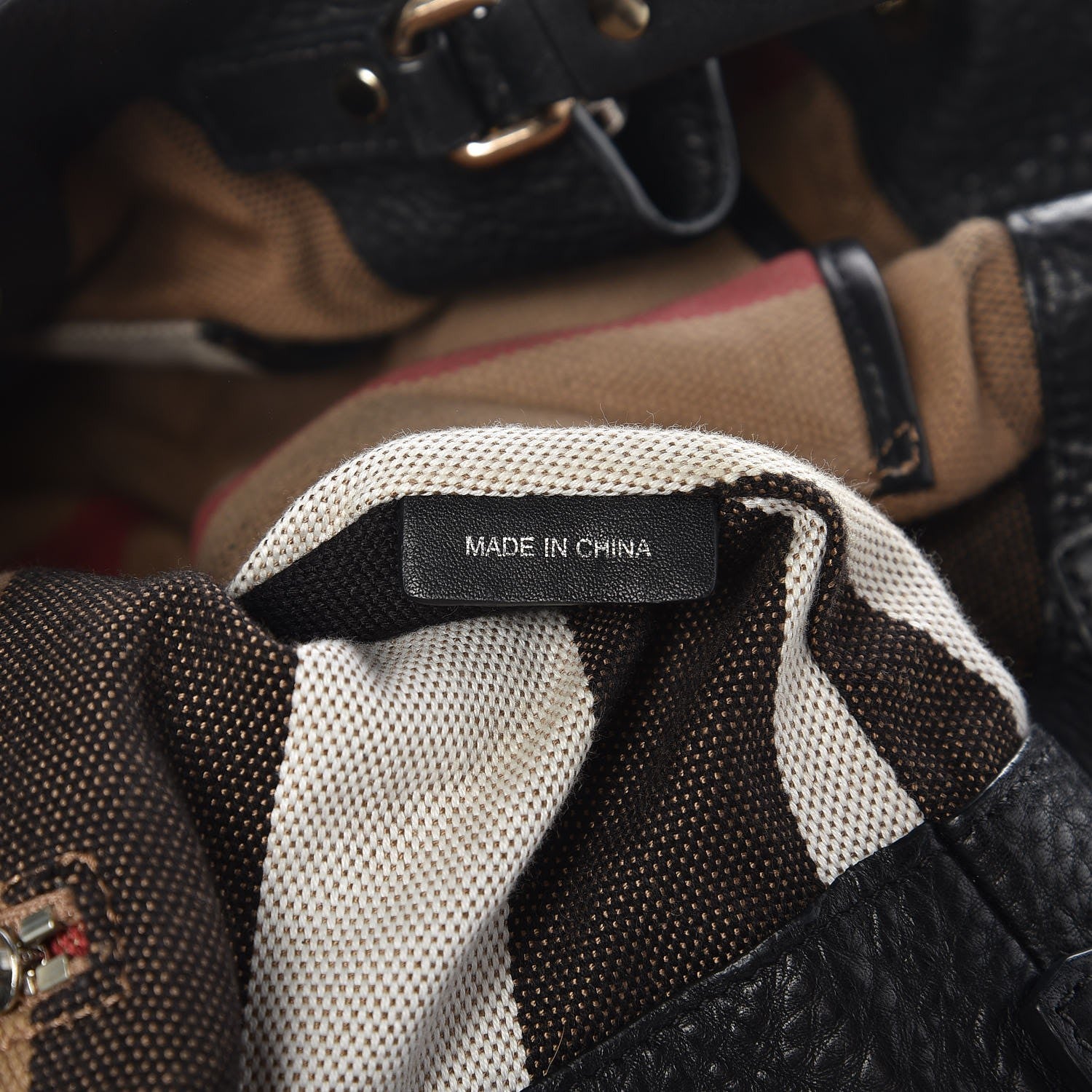 Burberry Grainy Calfskin House Check Small Maidstone Black 9 of 11