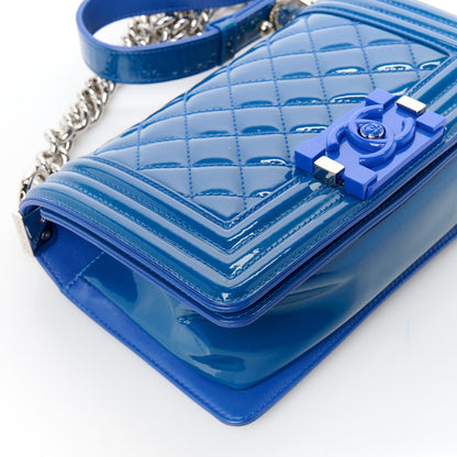 Chanel Patent Calfskin Quilted Small Plexiglass Boy Flap Blue 9 of 20