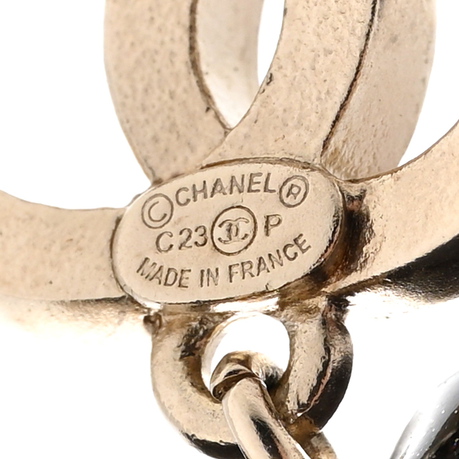 Chanel Crystal CC Resin Heart Drop Earrings Black Gold 4 of 4