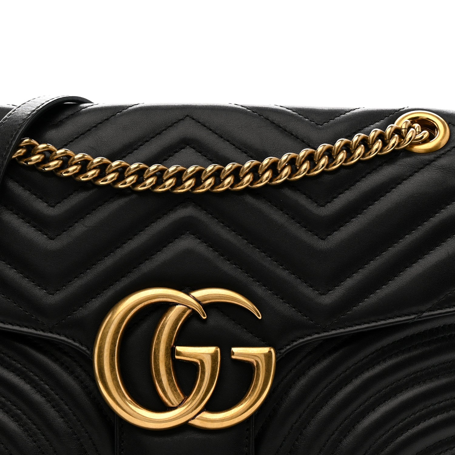 Gucci Calfskin Matelasse Medium GG Marmont Shoulder Bag Black 8 of 11