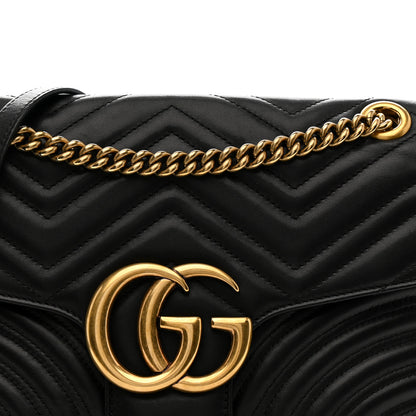 Gucci Calfskin Matelasse Medium GG Marmont Shoulder Bag Black 8 of 11