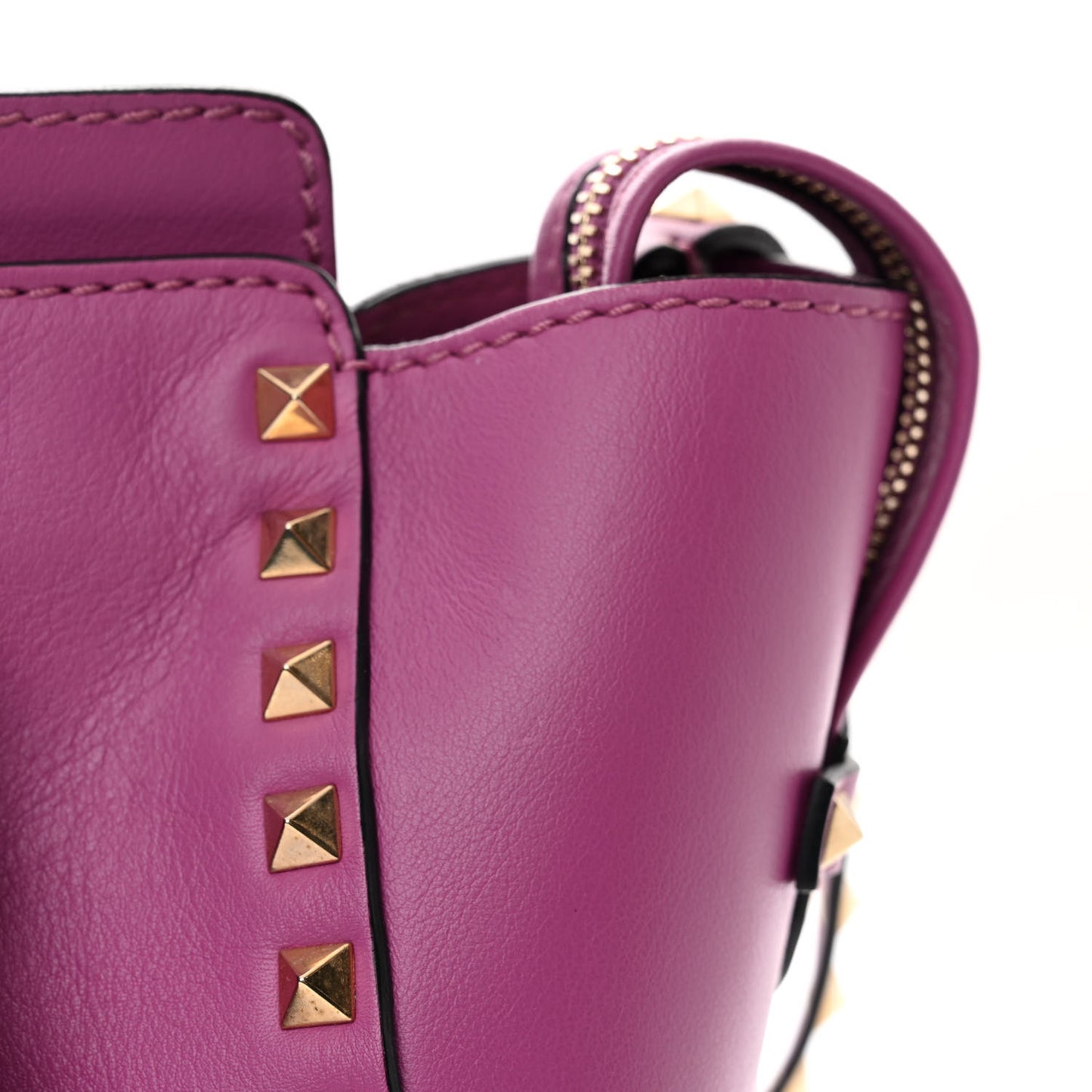 Vitello Small Rockstud Double Handle Tote Purple Violet