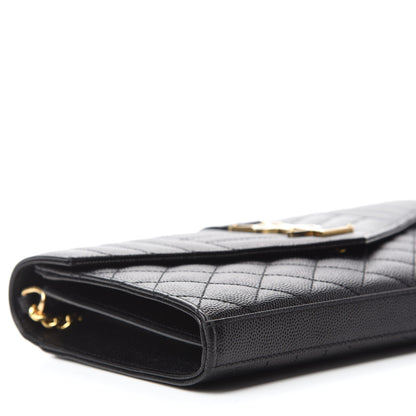 Saint Laurent Grain De Poudre Mixed Matelasse Triquilt Monogram Chain Wallet Black 6 of 10