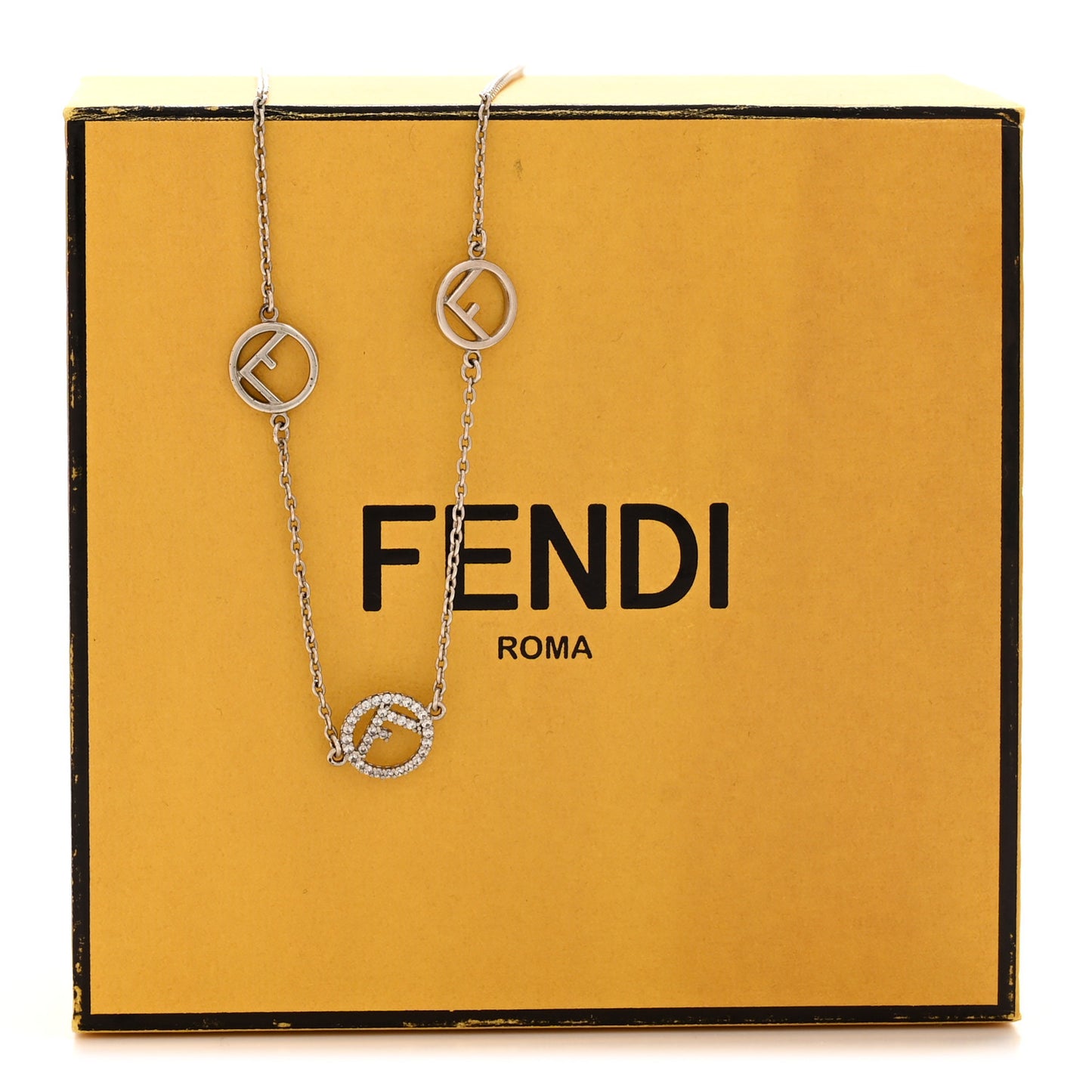 Metal Crystal F is Fendi Necklace Silver