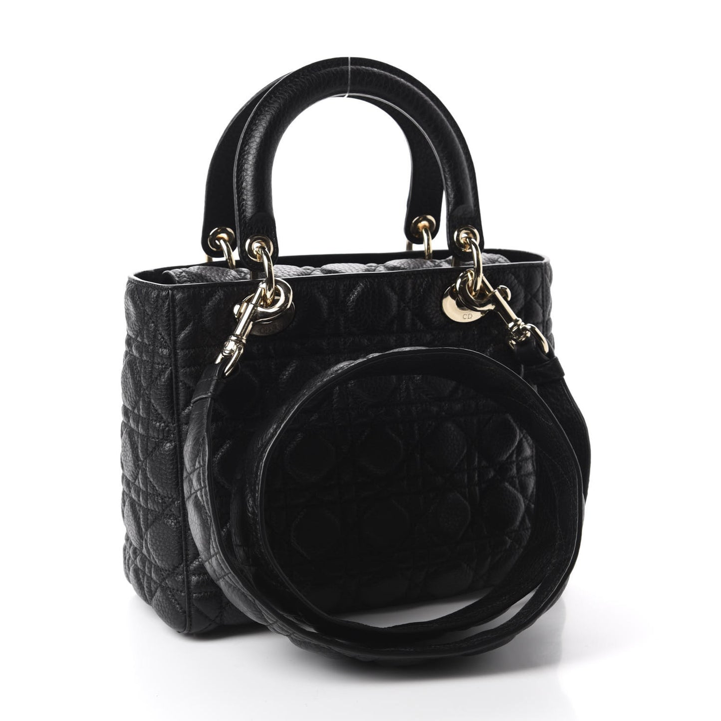 Grained Calfskin Cannage Medium Supple Lady Dior Black