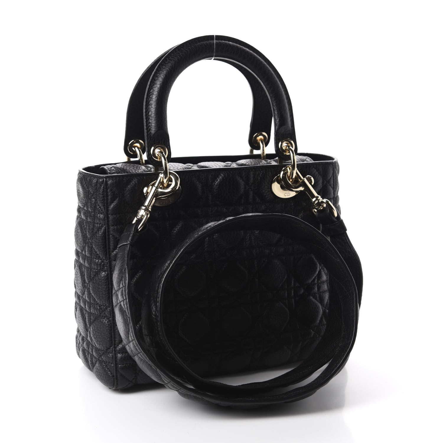 Christian Dior Grained Calfskin Cannage Medium Supple Lady Dior Black 3 of 11