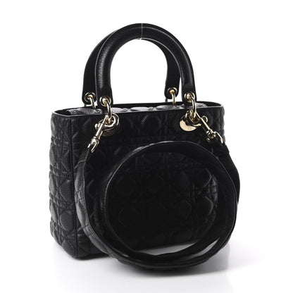 Christian Dior Grained Calfskin Cannage Medium Supple Lady Dior Black 3 of 11