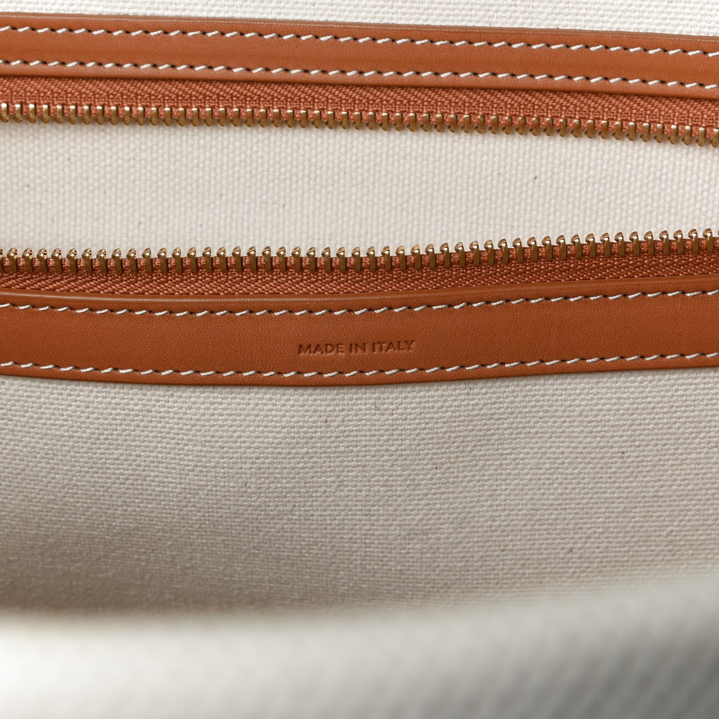 Canvas Calfskin Logo Print Small Horizontal Cabas Natural Tan