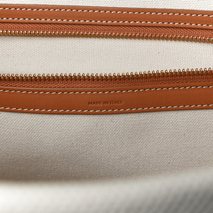 Celine Canvas Calfskin Logo Print Small Horizontal Cabas Natural Tan 5 of 14