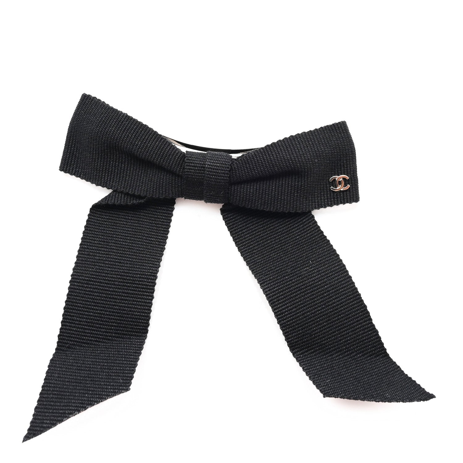 Chanel Grosgrain Bow CC Hair Clip Black 1 of 3