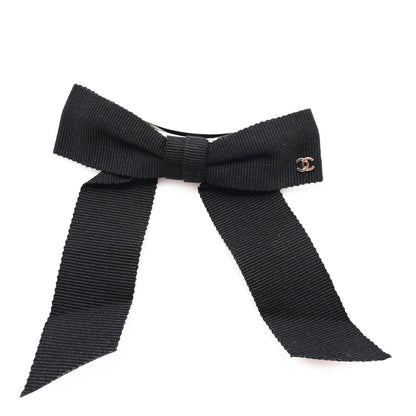 Chanel Grosgrain Bow CC Hair Clip Black 1 of 3
