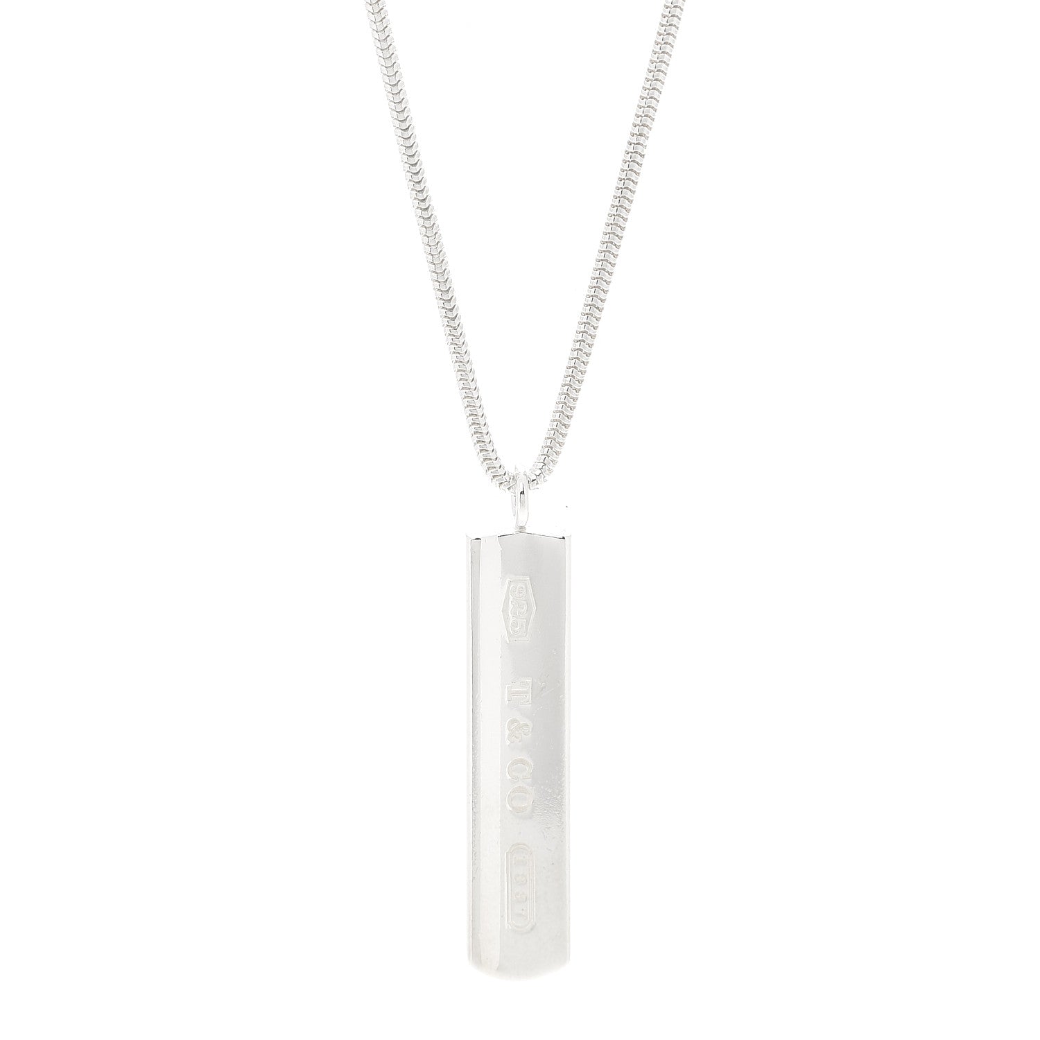 Tiffany Sterling Silver 1837 Bar Pendant Necklace 4 of 7