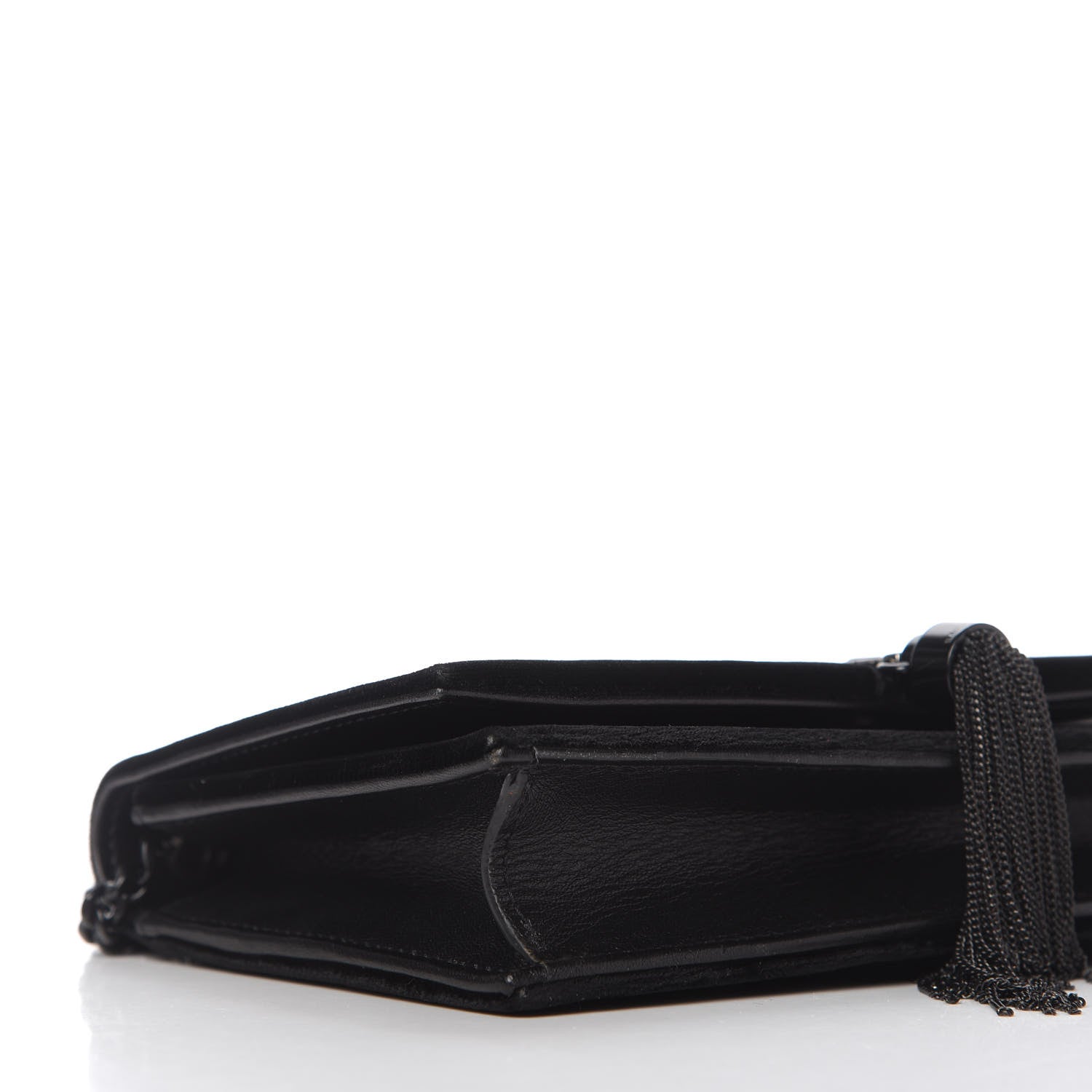 Saint Laurent Velvet Crystal Monogram Kate Tassel Chain Wallet Black 6 of 9