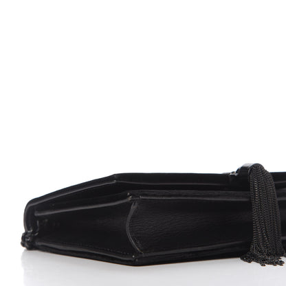 Saint Laurent Velvet Crystal Monogram Kate Tassel Chain Wallet Black 6 of 9