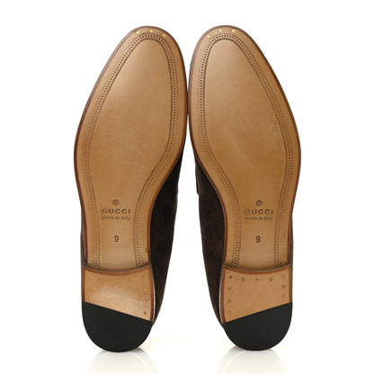Gucci Luxury Suede GG Monogram Horsebit Mens Jordy Loafers 9 Night Cocoa 6 of 10
