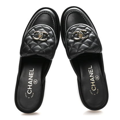 Chanel Lambskin Quilted CC Turnlock Mules 36 Black 2 of 9