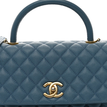 Chanel Caviar Quilted Small Coco Handle Flap Blue 5 of 12