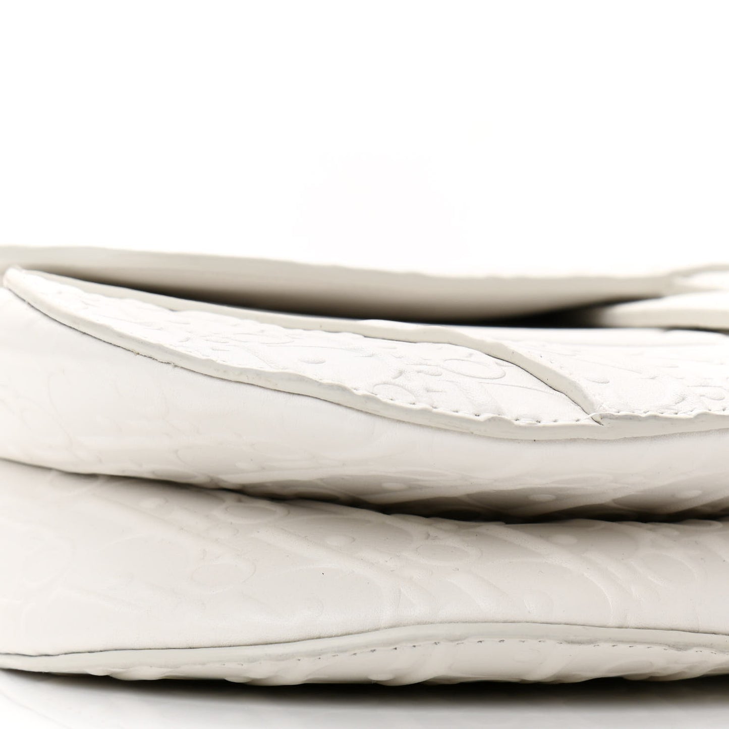 Calfskin Embossed Oblique Saddle Bag White
