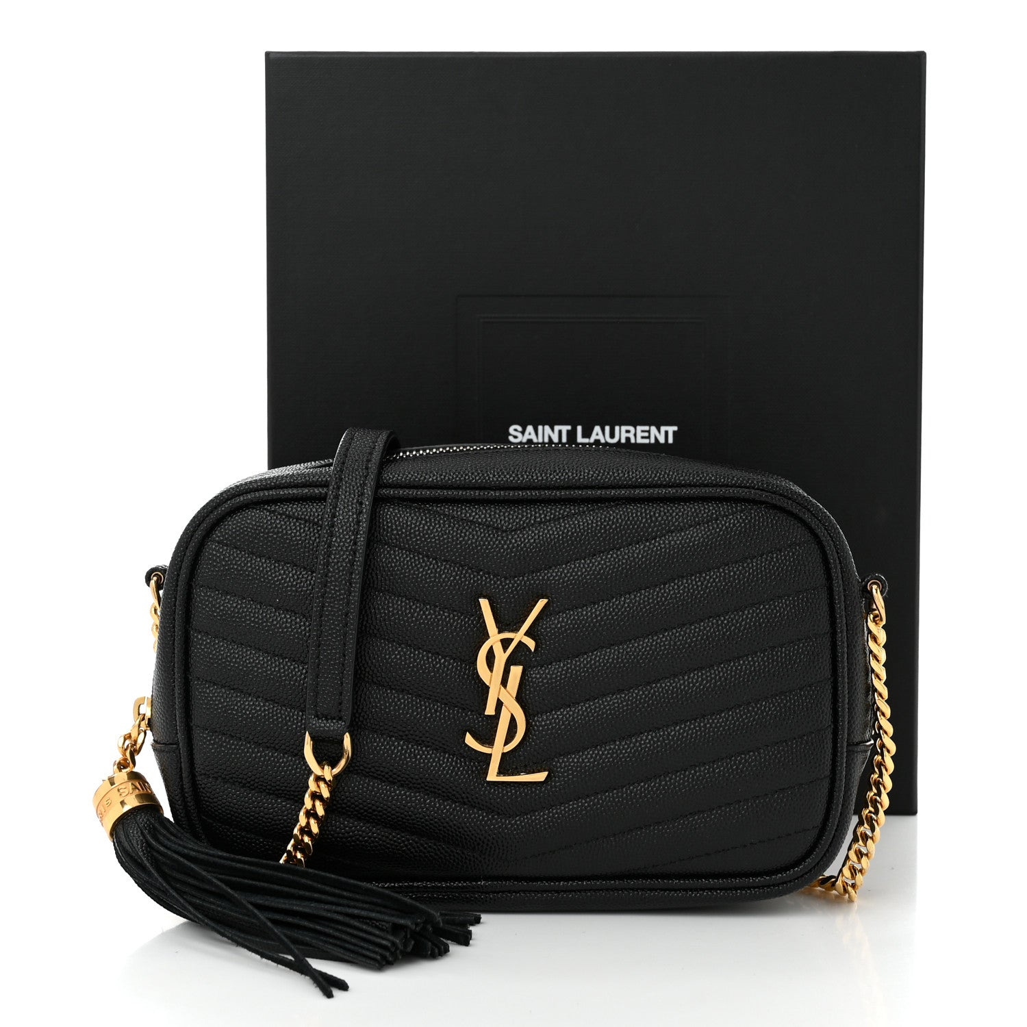 Saint Laurent Grain De Poudre Matelasse Monogram Mini Lou Camera Bag Black 11 of 11
