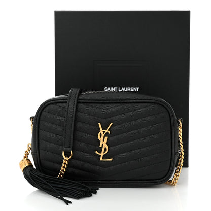 Saint Laurent Grain De Poudre Matelasse Monogram Mini Lou Camera Bag Black 11 of 11