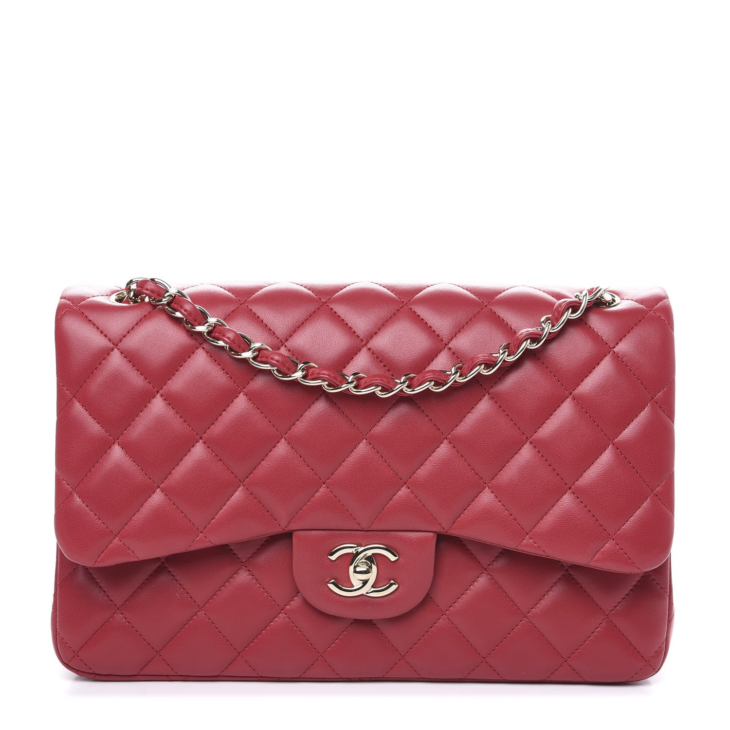 Chanel Lambskin Quilted Jumbo Double Flap Red 1 of 11