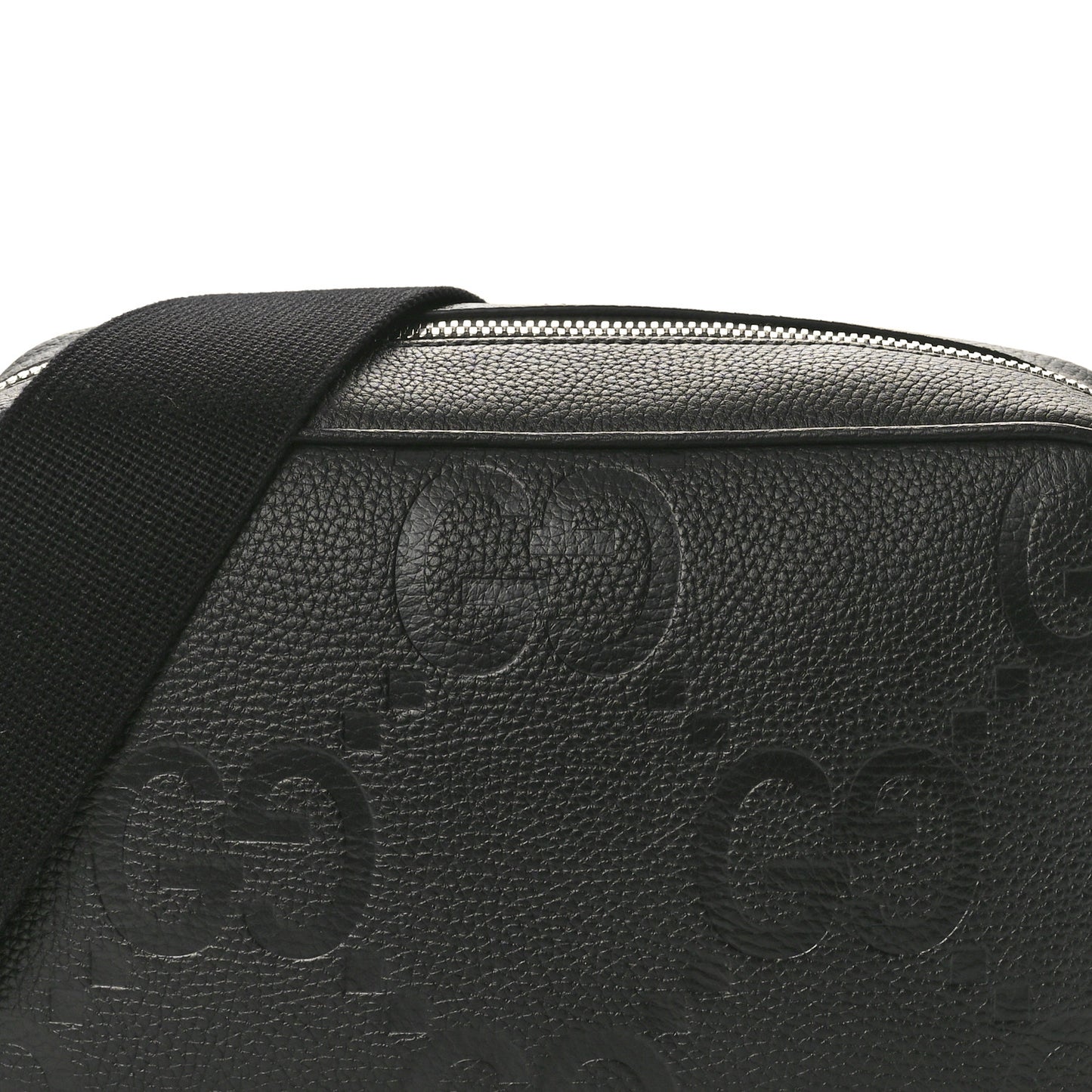 Piuma Calfskin Jumbo GG Embossed Medium Messenger Bag Black