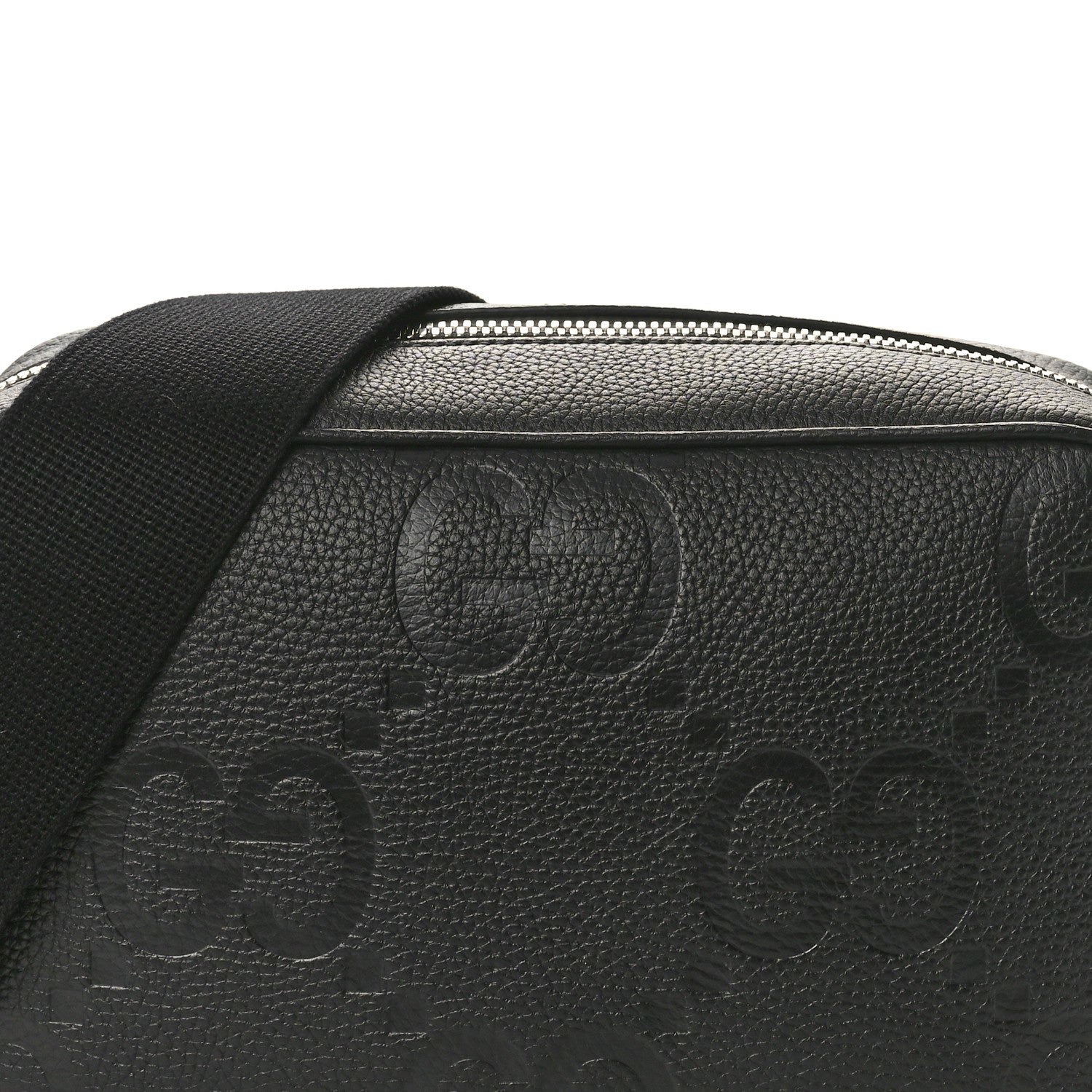 Gucci Piuma Calfskin Jumbo GG Embossed Medium Messenger Bag Black 8 of 10