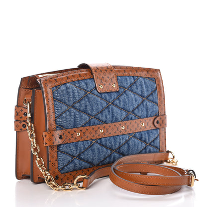 Louis Vuitton Denim Calfskin Malletage Trunk Clutch Light Blue 3 of 8