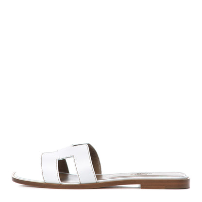 Hermes Box Calfskin Oran Sandals 38 White 1 of 11