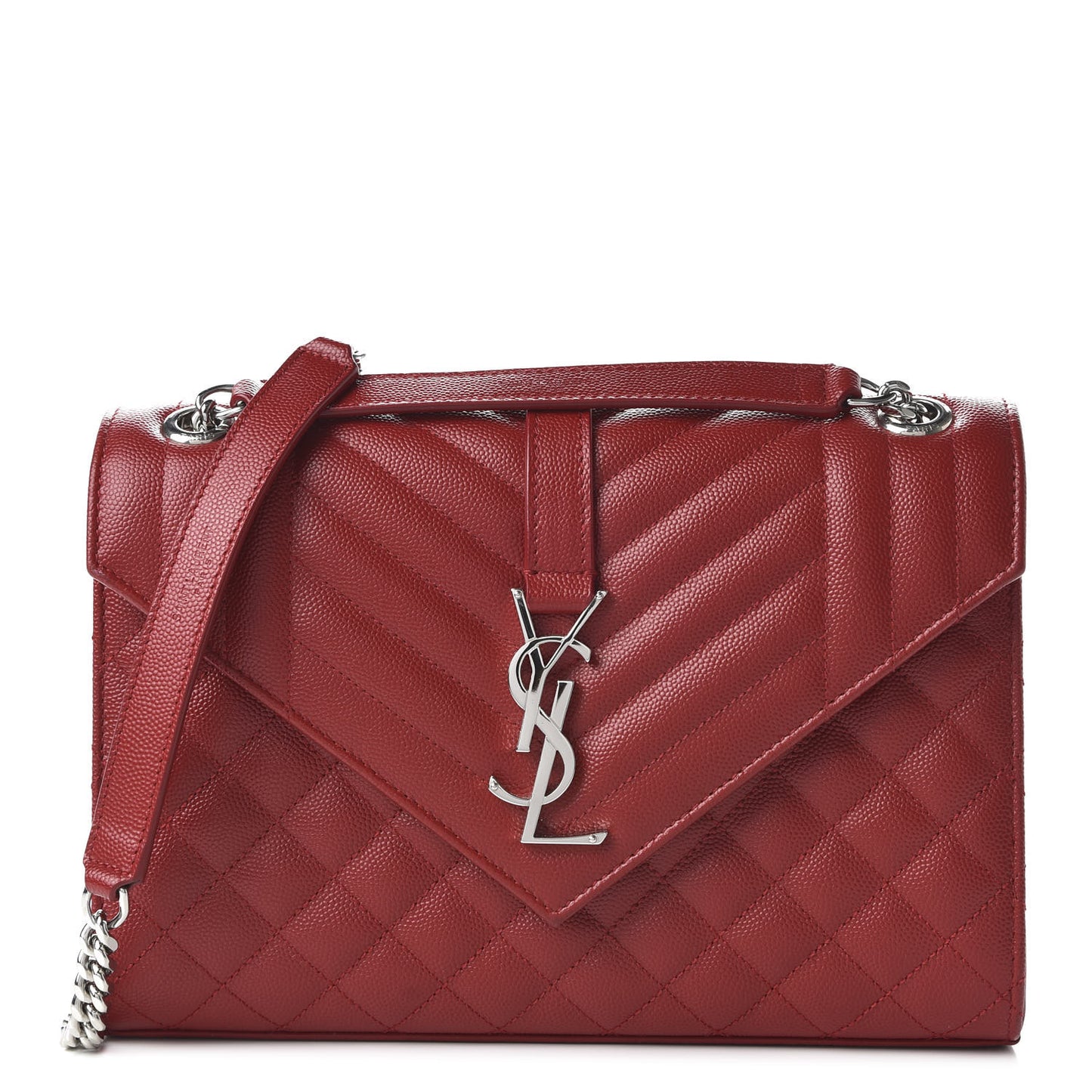 Grain De Poudre Textured Mixed Matelasse Triquilt Medium Monogram Satchel New Red
