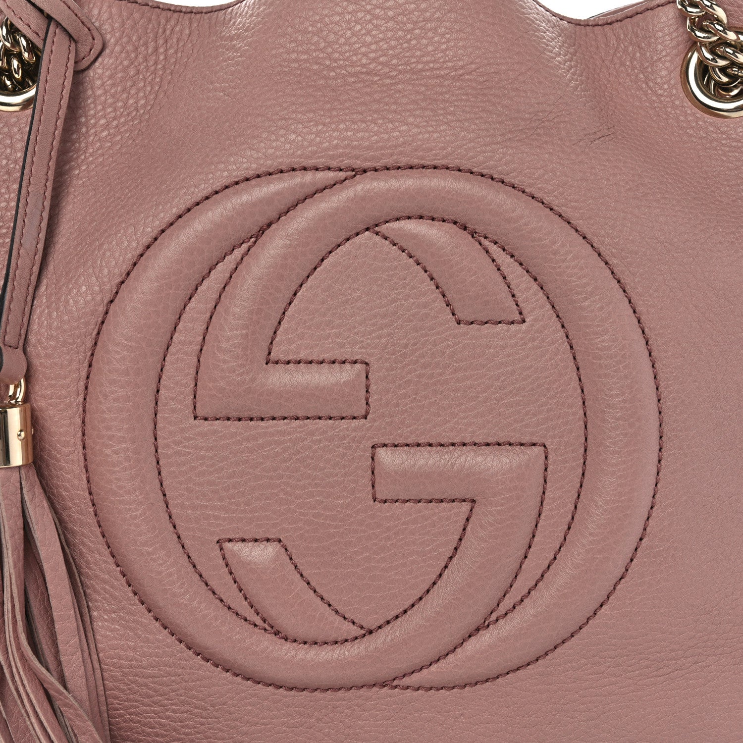 Gucci Pebbled Calfskin Medium Soho Chain Shoulder Bag Dark Cipria 9 of 14