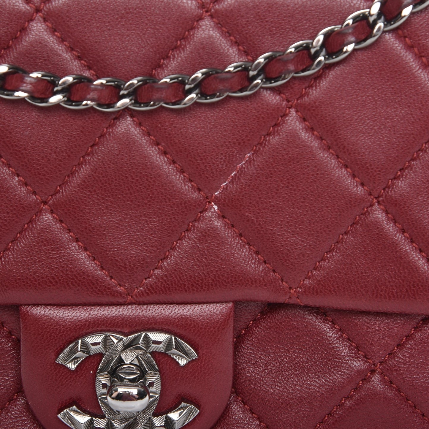Lambskin Mineral Nights Flap Wristlet Dark Red