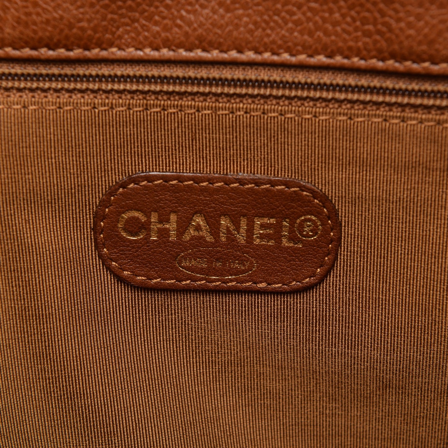 Caviar Large CC Shoulder Bag Light Brown