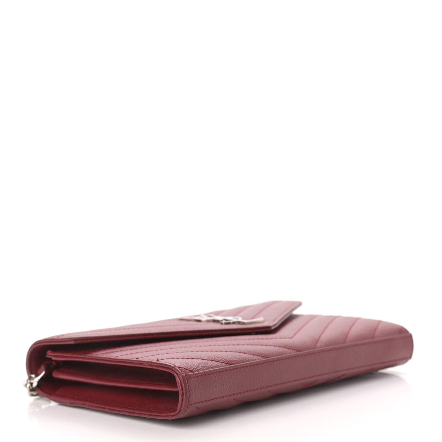 Grain De Poudre Matelasse Chevron Monogram Chain Wallet Palissandre