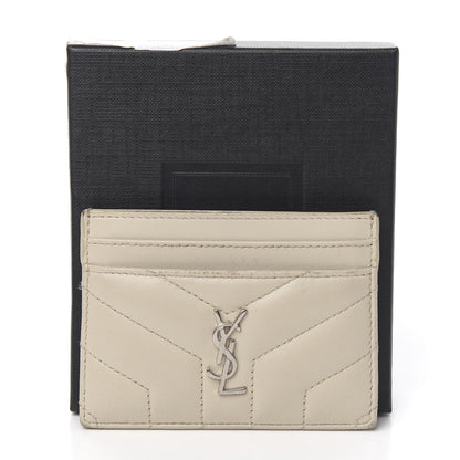 Saint Laurent Calfskin Y Quilted Monogram LouLou Credit Card Case Ivory 11 of 11