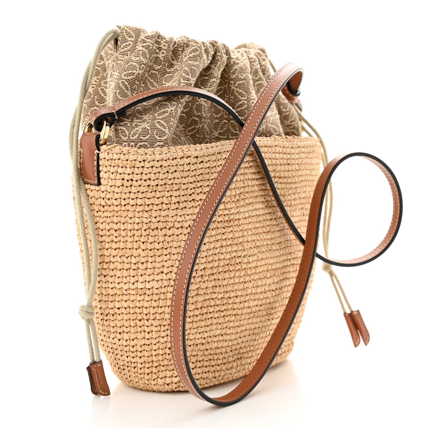 Loewe Calfskin Raffia Anagram Paulas Ibiza Pochette Bag Natural Tan 3 of 9