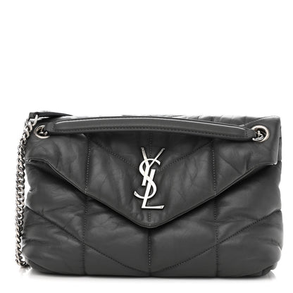 Saint Laurent Lambskin Quilted Small Loulou Puffer Monogram Chain Satchel Concrete 1 of 16
