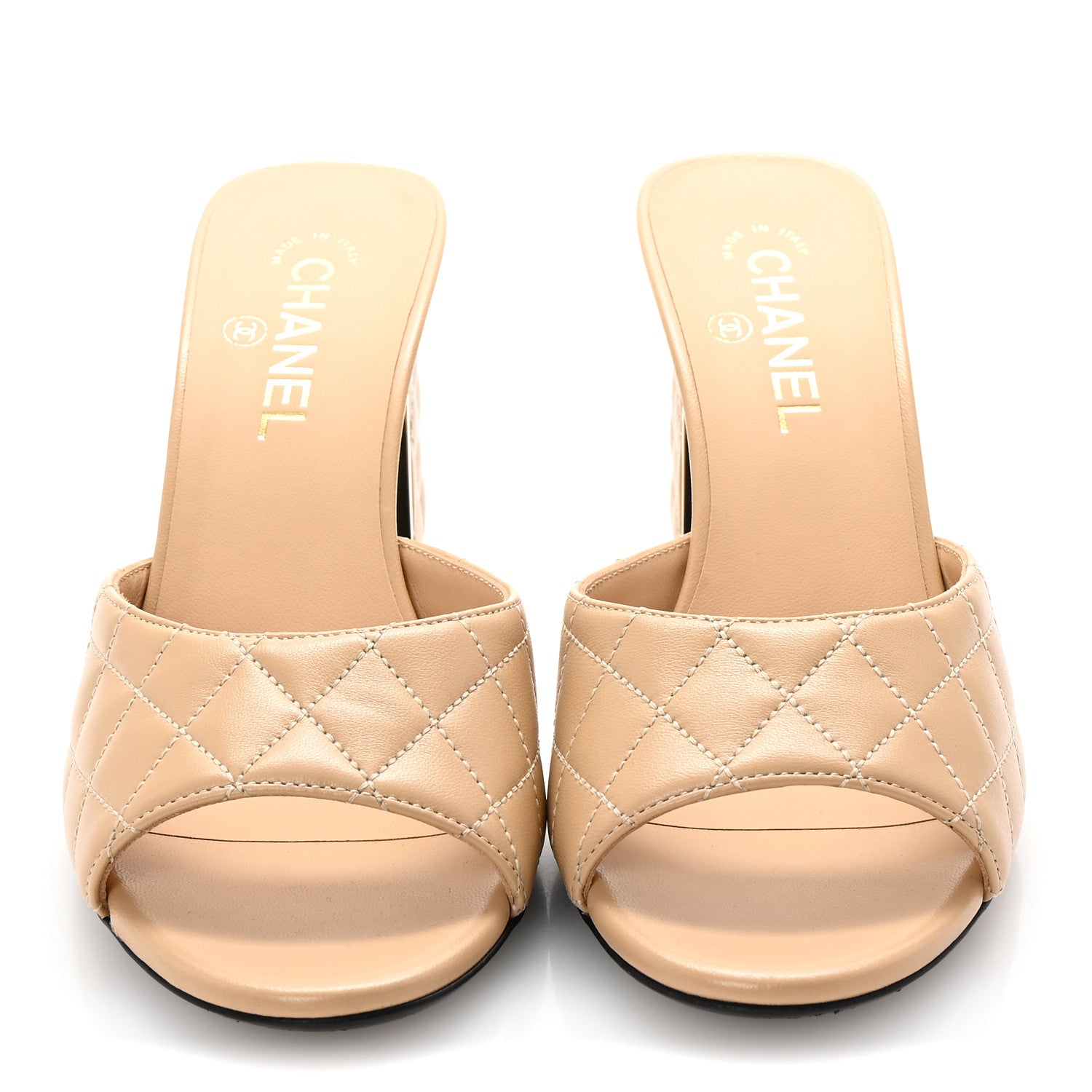 Chanel Lambskin Quilted CC Mules 40 Beige 3 of 9