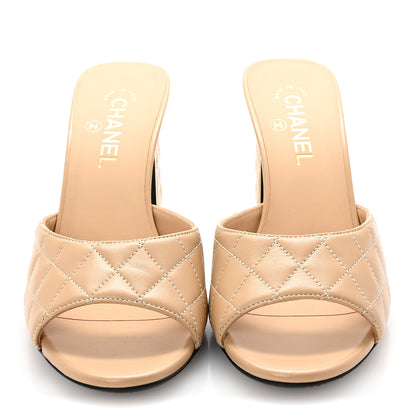 Chanel Lambskin Quilted CC Mules 40 Beige 3 of 9