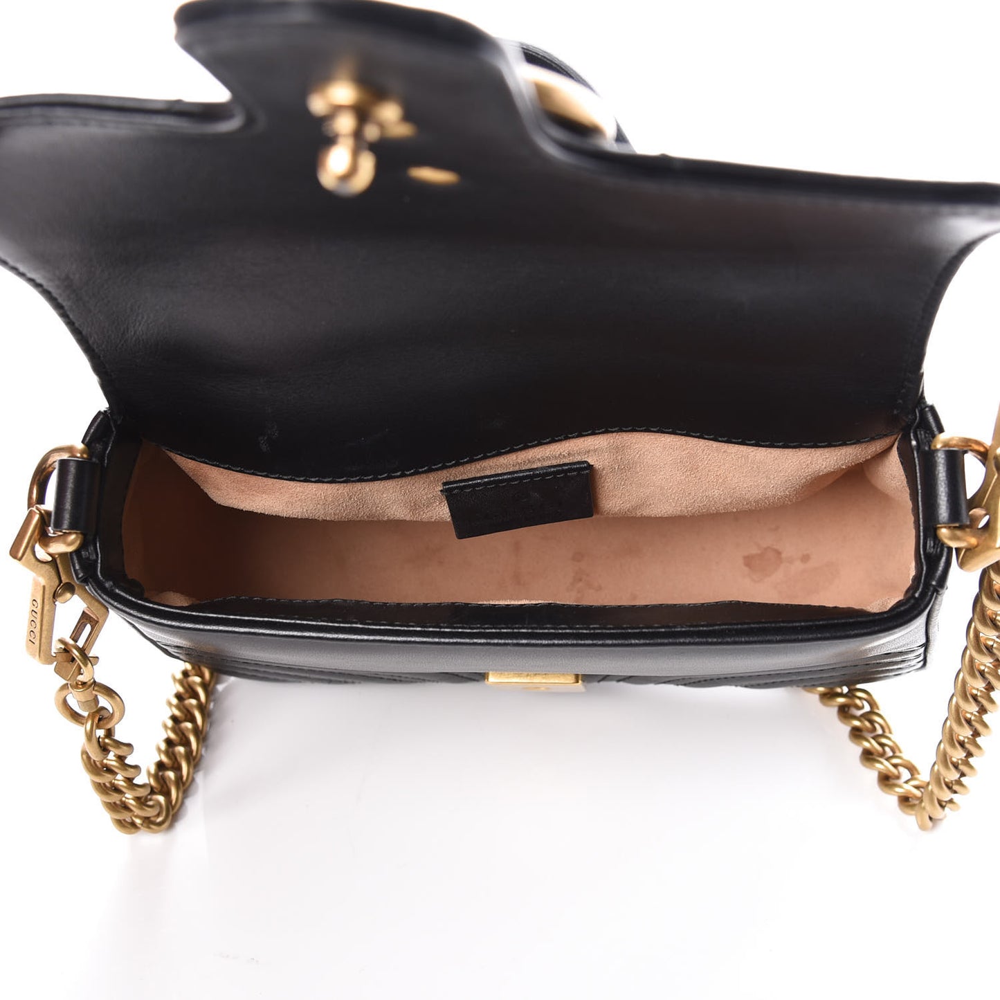 Calfskin Matelasse Mini GG Marmont Top Handle Shoulder Bag Black