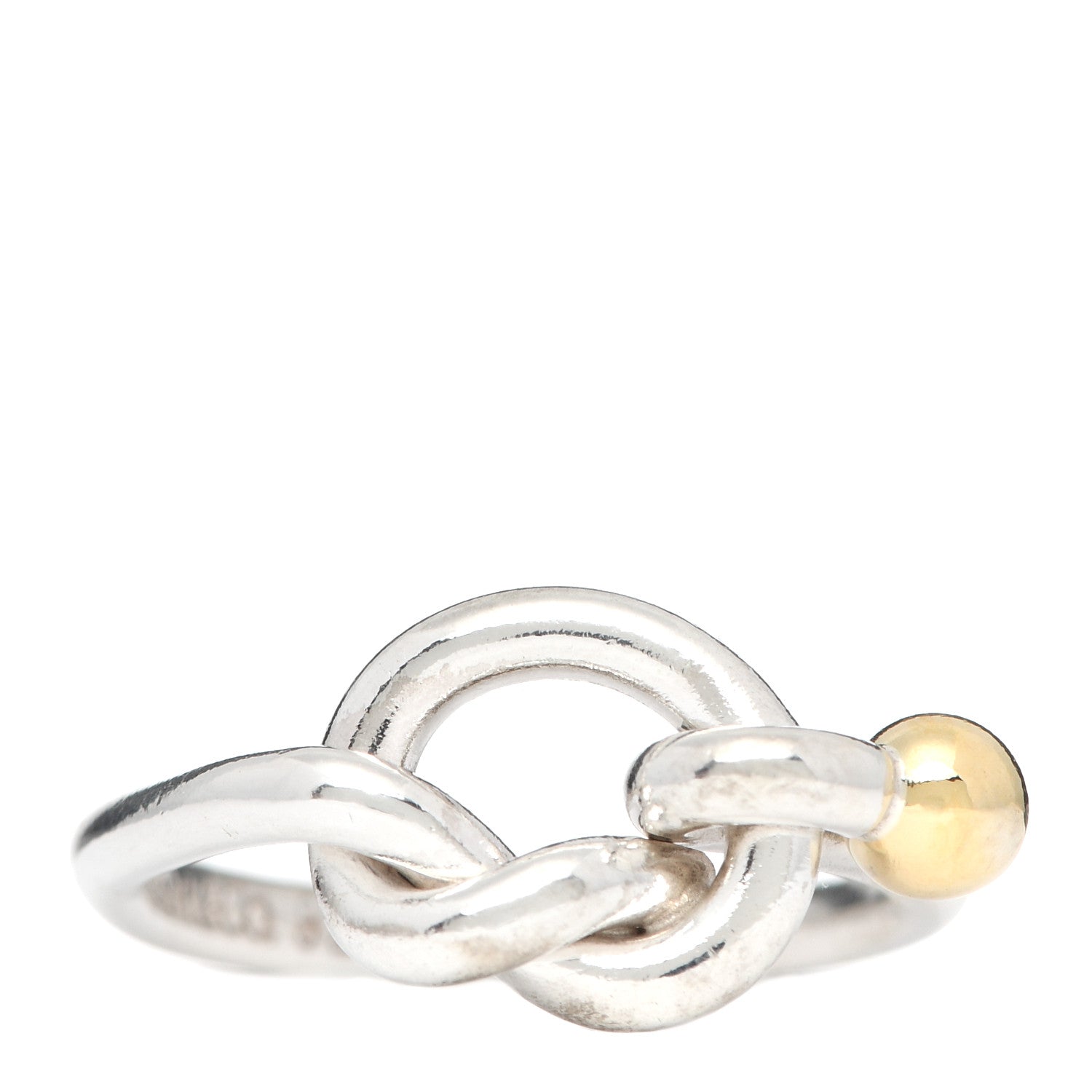 Tiffany Sterling Silver 18K Yellow Gold Love Knot Ring 48 4.5 1 of 4